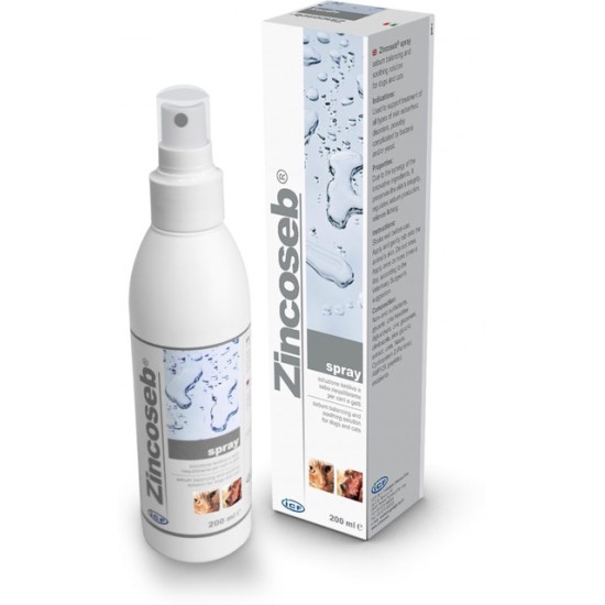 Soluție Topică pentru Calmarea și Echilibrarea Nivelului de Sebum la Câini și Pisici Zincoseb Spray, 200 ml – ICF